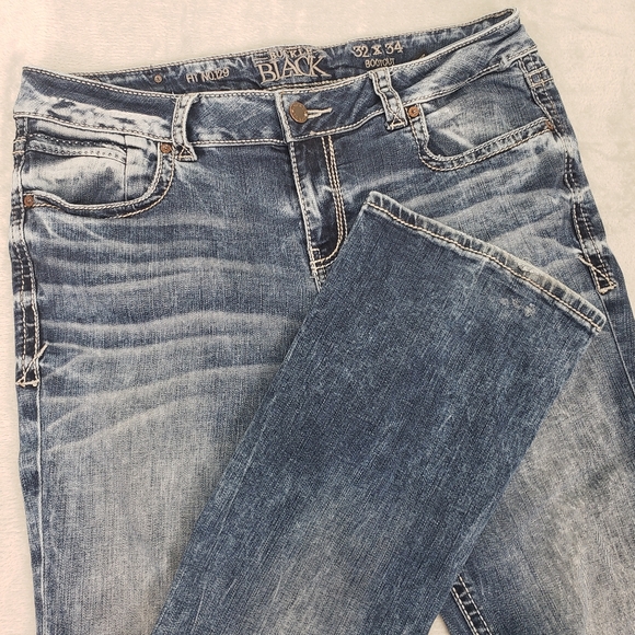 Buckle Black 34x34 (32) Fit No. 129 Bootcut Women's Acid Wash Long Mid Rise Plus - Picture 1 of 13